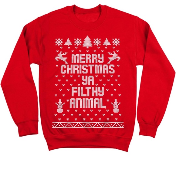 CHRISTMAS SWEATER MERRY CHRISTMAS YOU FILTHY ANIMAL - Picture 4 of 4